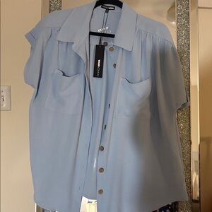 Fashion Nova Light Blue Button-Up Top
